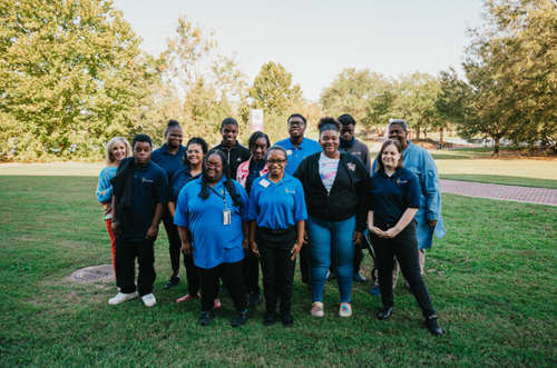 Back row, l-r, are Jennifer Sanders (instructor), Kortney Hill, Martin Kendall, Jason Moye, Dontavious Veal, & Zelda Harmon (instructor).   Front row, l-r, are De'Andre Jackson, Katelyne Claybrooks, Voctoria Browner, T'Asia Brown, Camryn Pennymon, Destinee McDowell, & Storm Palmeter. Not pictured: Maria Mobley.